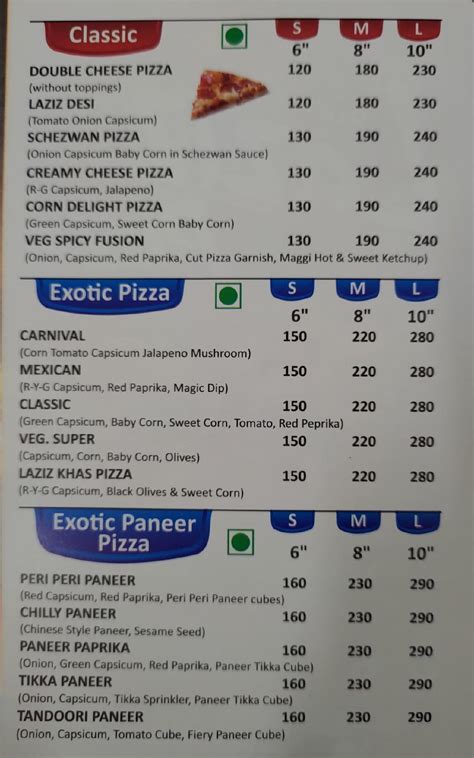 Menu at LAZIZ PIZZA, Deoband