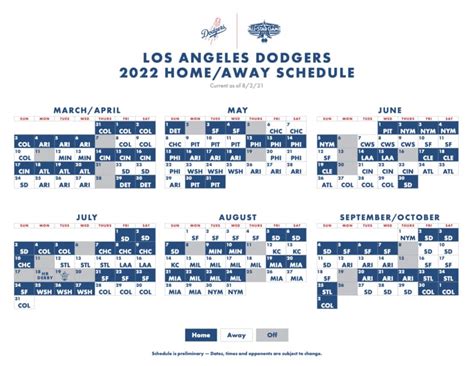 Los Angeles Dodgers Schedule 2024 - carte identite