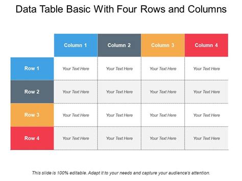 Data Table Basic With Four Rows And Columns | Templates PowerPoint Slides | PPT Presentation ...