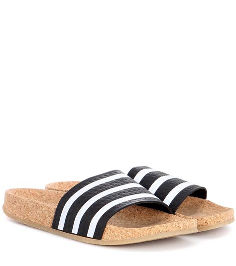 adidas Originals Adilette Slip-on Leather Sandals - Lyst