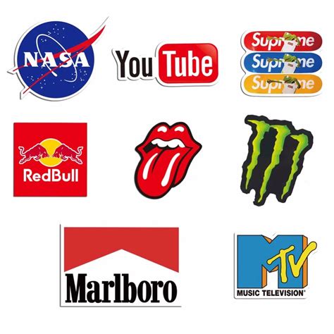 Stickers 9pcs brand logo nasa redbull sexy skateboard cool waterproof ...