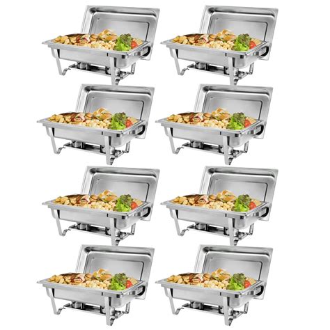 Stainless Steel Chafing Dish Full Size Chafer Dish Set 8 Pack of 8 Quart For Catering Buffet ...