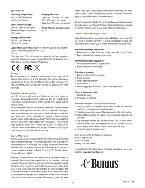 Burris Eliminator III User Manual | Page 8 / 8 | Original mode