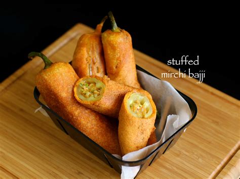 stuffed mirchi bajji recipe | stuffed menasinakai bajji | milagai bajji ...