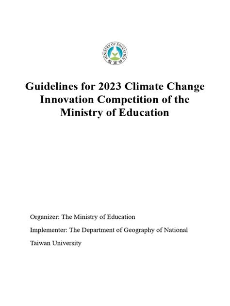 Guidelines For 2023 Climate Change Innovation Competition | PDF | Climate Change Mitigation ...