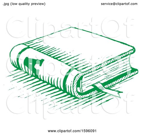 Clipart of a Sketched Green Book - Royalty Free Vector Illustration by cidepix #1596091