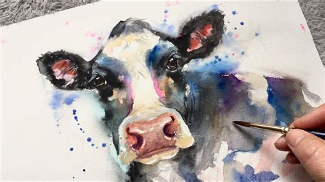 COW PAINTING / FREEHAND Watercolor Process Tutorial - YouTube