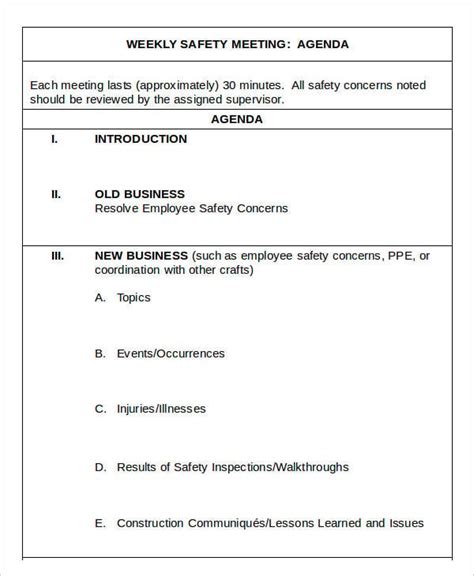 Safety Committee Meeting Template