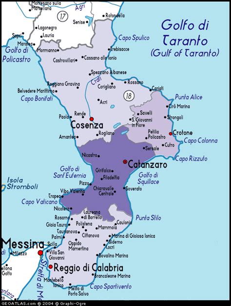 Map of Calabria map, Calabria, Italy, Italy Atlas