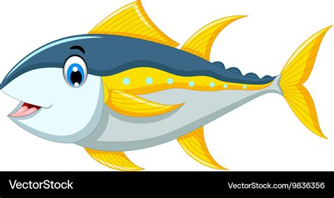 Cute tuna fish cartoon Royalty Free Vector Image