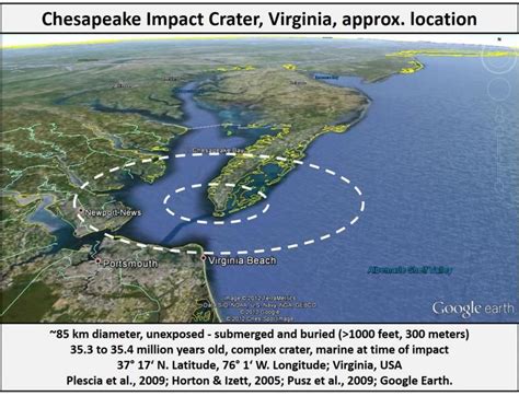 Chesapeake Bay Crater, Virginia | Impact crater, Chesapeake, Historical ...