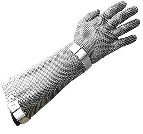 Protec Chain Mesh Glove with Button Closure & 20cm Cuff - Armour Safety Products Pty Ltd.