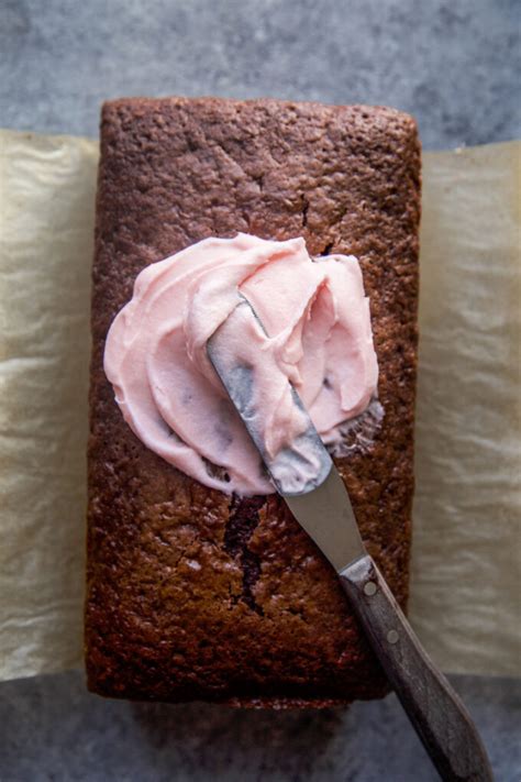 Chocolate Loaf Cake with Cherry Frosting