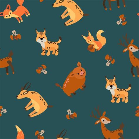 Premium Vector | Seamless pattern with forest animals squirrel wild ...