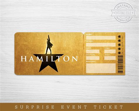 Printable Hamilton Broadway Surprise Ticket Hamilton the - Etsy