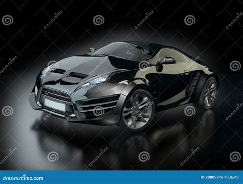 Black Sports Car on a Black Background Stock Illustration - Illustration of isolated, project ...