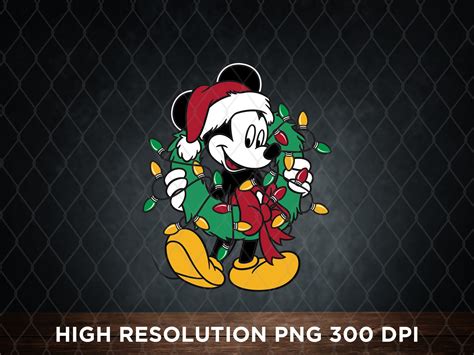 Mickey Mouse Christmas Lights Disney Christmas Png Disney | Etsy