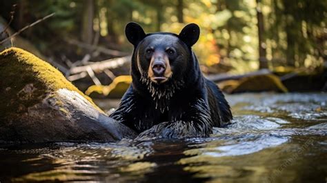 Premium AI Image | A breathtaking shot of a Black Bear his natural habitat showcasing his ...