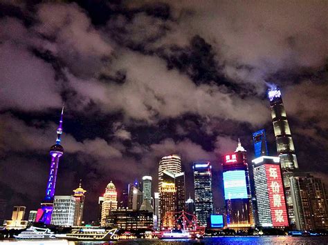 The Brightly Lit Night View Of The Huangpu River Background, Night View, Huangpu River ...