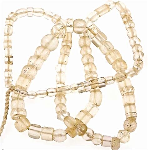 Antique Bohemian Clear Glass Trade Beads Strand, Mali - KAZAART