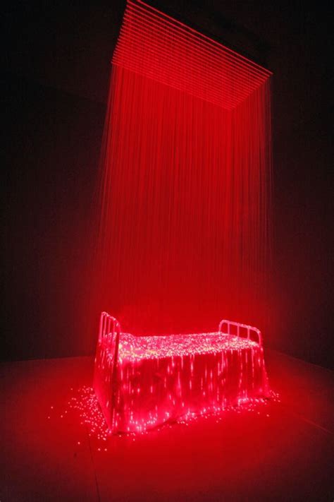 Bright Red Lights Illuminate a Bed Covered in Eerie Mist | Amazing Art ...