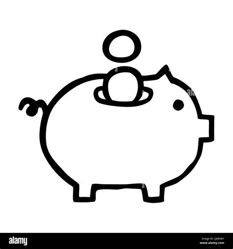 Doodle piggy bank icon or logo, hand drawn with thin black line Stock Vector Image & Art - Alamy