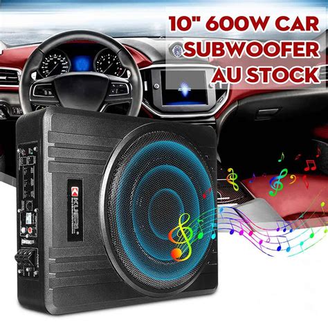 10" 600W Under-Seat Slim Car Active Subwoofer Super Bass Powered ...