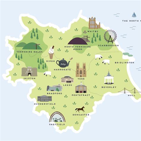 Map Of Yorkshire Print By Pepper Pot Studios | Map of yorkshire ...