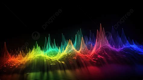 Colorful Wave Sound Waves Wallpaper On The Black Background, 3d Render Of A Digital Background ...