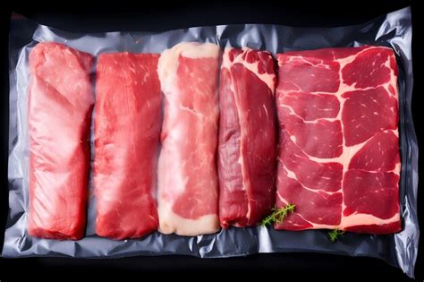 Premium Photo | Frozen meat and meat frozen products in plastic package in the freezer