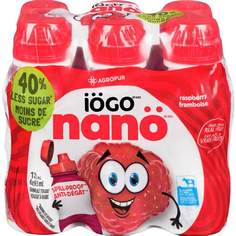 IOGO Nano Drinkable Yogurt Raspberry 6x93mL - Majestic Food Service