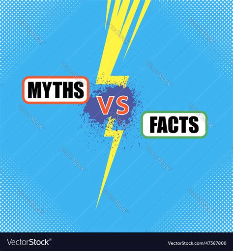 Facts and myths sign with yellow lightning bolt Vector Image