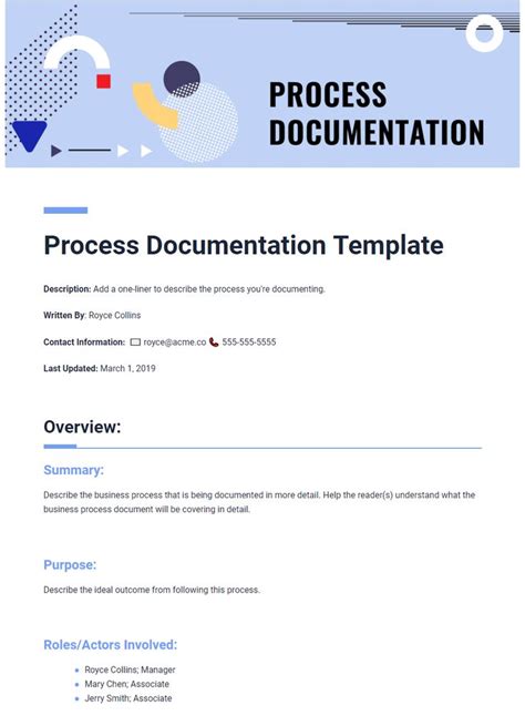 Process documentation template | Business process, Business process ...