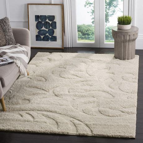 Safavieh Florida Lavonne Floral Plush Shag Area Rug, Cream, 6' X 9 ...