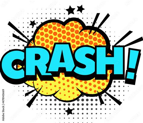 Crash sound illustrated for comic magazine, pop art dot style. Vector ...