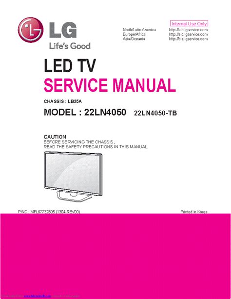 LG 22LN4050 TB CHASSIS LB35A LCD TV SM Service Manual download, schematics, eeprom, repair info ...