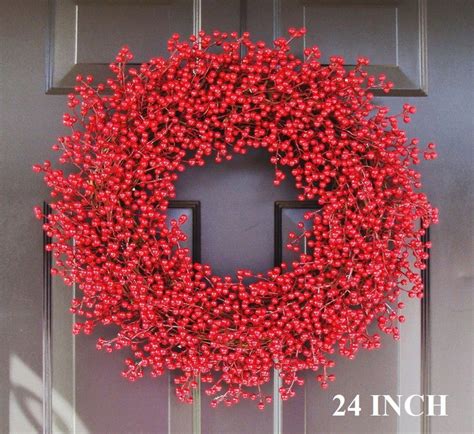 Red Berry Front Door Christmas Wreaths Holiday Decor Berry | Etsy