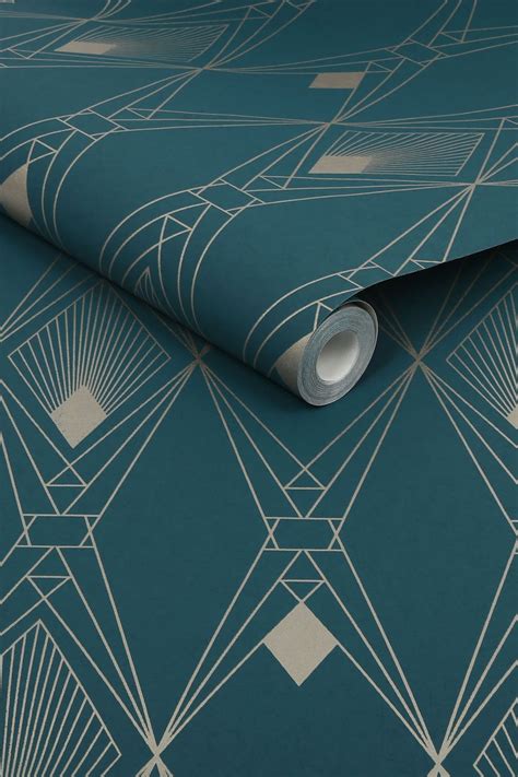 Next Deco Geometric Teal Wallpaper 118315