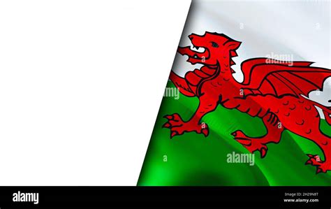 White background and Wales flags. 3D Waving flag design. Wales White ...