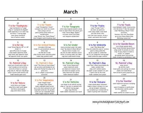 Preschool Alphabet: Preschool Plan for March