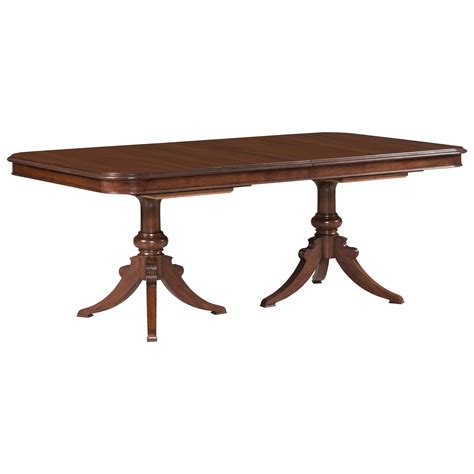 Kincaid Furniture Hadleigh 607-744P Traditional Double Pedestal Dining Table with 18th Century ...