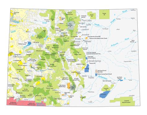 Colorado State Map - Landmarks and Places - GIS Geography