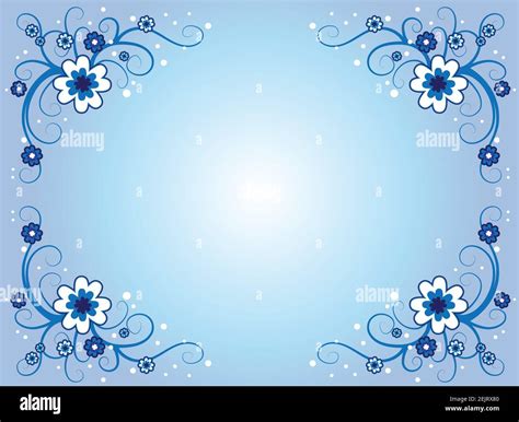 vector blue flowers border frame background Stock Vector Image & Art - Alamy