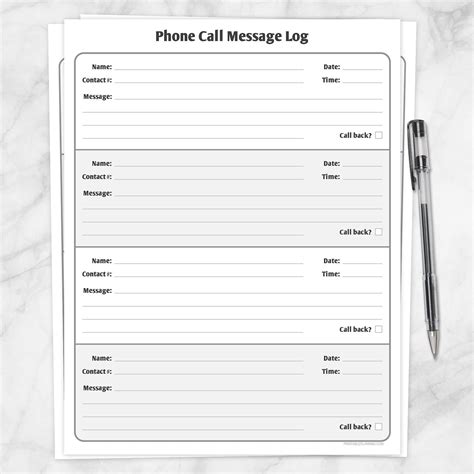 Printable Phone Call Message Log PDF Instant Download - Etsy