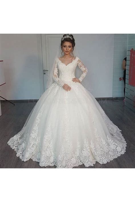 Ball Gown Long Sleeves Lace Wedding Dresses Bridal Gowns 3030073