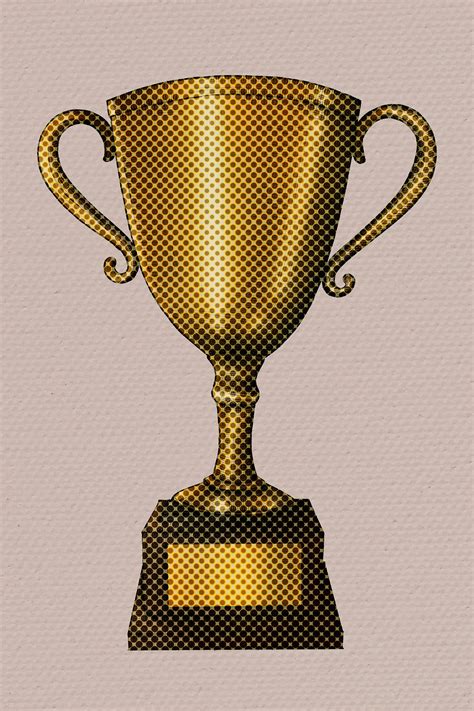 Hand drawn bronze trophy halftone | PSD - rawpixel