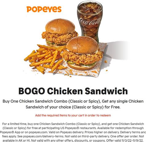 Free chicken sandwich with your combo at Popeyes #popeyes | The Coupons App®