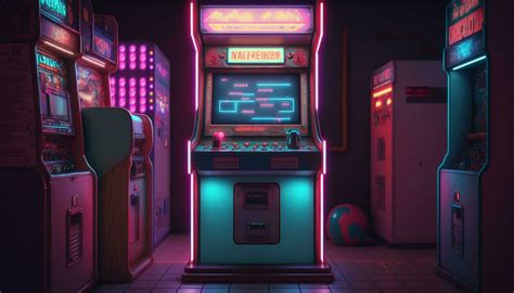 Retro Gaming Fun Old-School Arcade Game in an 80s Neon Wonderland ...