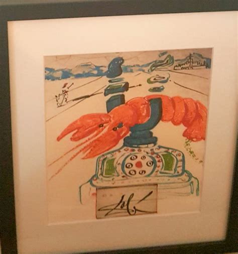 Salvador Dali "Cybernetic Lobster Telephone" 1975 12x15 Custom Framed with Archival Mat ...