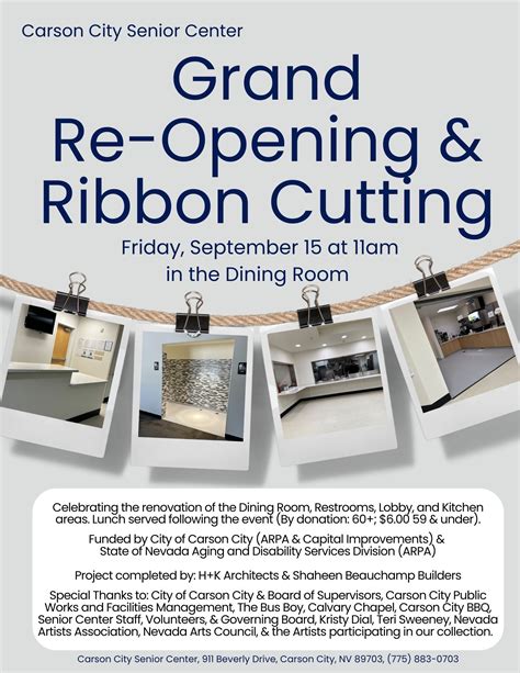 Grand Re-Opening & Ribbon Cutting | Carson City Senior Center | Nevada Events